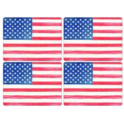 All 4 of the red, white and blue American Flag place mats, retro design by Pimpernel