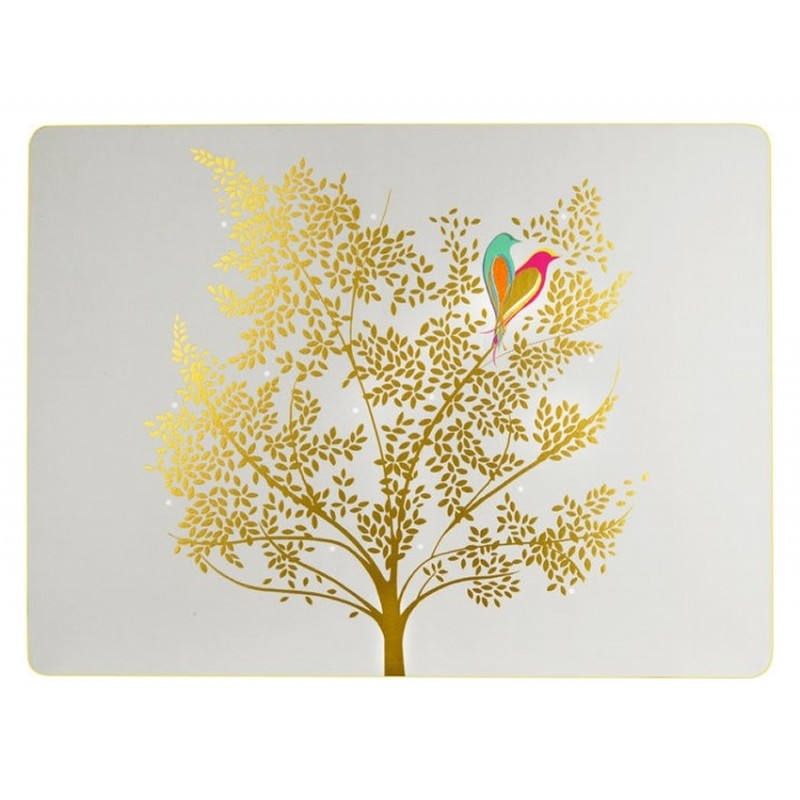 White background with gold outline Chelsea by Sara Miller placemats