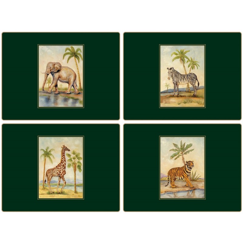 African Animals four Lady Clare traditional placemats