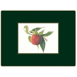 Peach pattern Hooker Fruits placemats, by Lady Clare of Britain with green border