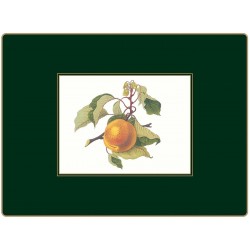 Yellow fruit design Hooker Fruits placemats, by Lady Clare of Britain, green border