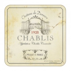 Vin de France Wine Label Pimpernel Coasters Chablis design