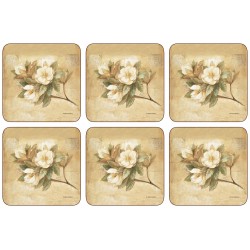 Pimpernel Sugar Magnolia drinks coaster set all6 beige floral pattern