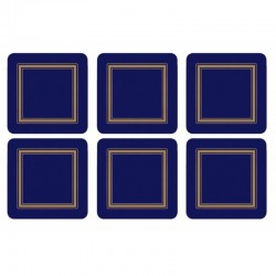 Classic Pimpernel Midnight Blue drinks coaster set all 6