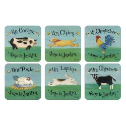 All 6 Pimpernel Dans Le Jardin Animal Coaster vintage designs