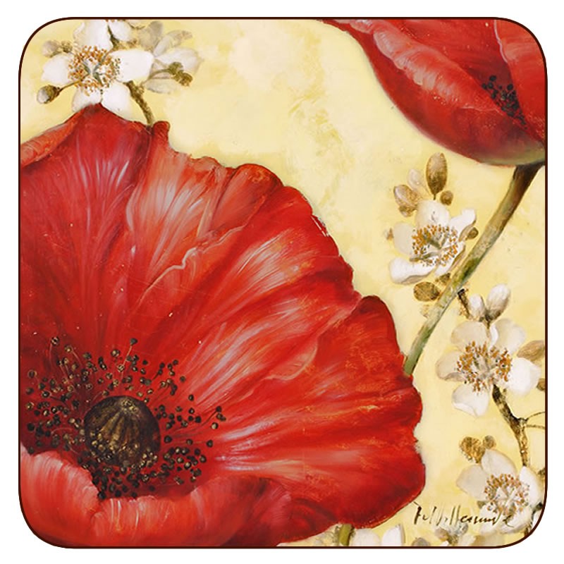 Pimpernel Poppy de Villeneuve Coasters