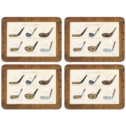 All 4 golfing club designs History of Golf placemats with brown border