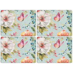 Pastel colored Colorful Breeze placemats with flowers and butterflies set of four