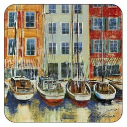 Pimpernel Boat Scene coaster - harbour view