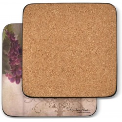 Reverse view of cork backed Tuscan Vineyard Pimpernel coaster set