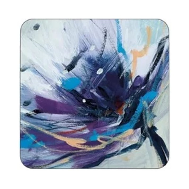 Blooms in Lilac coasters by Pimpernel abstract blue floral pattern